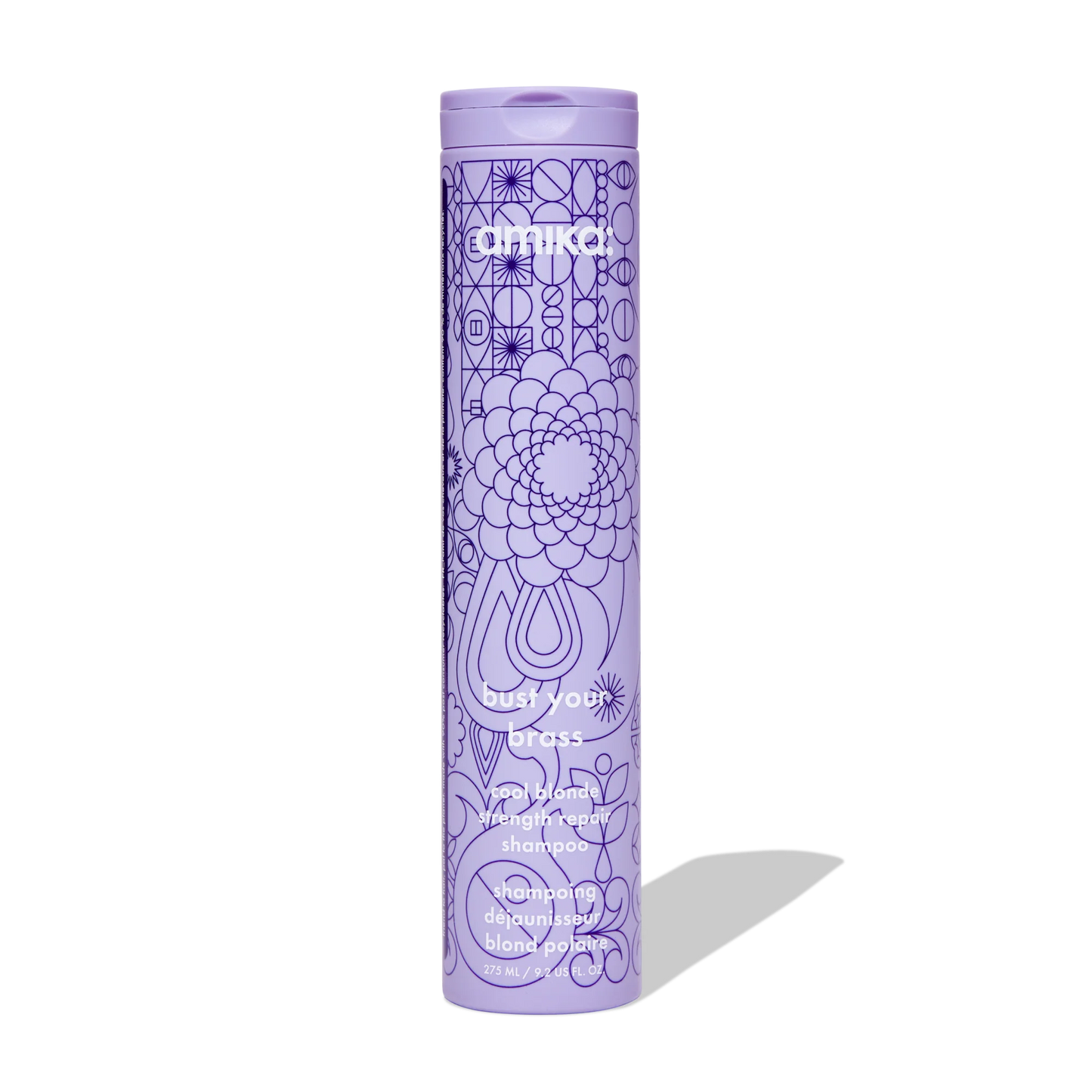 AMIKA bust your brass cool blonde strength repair shampoo 9.2oz